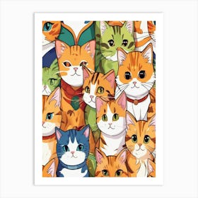 Seamless Pattern Of Cats Art Print