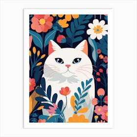 Floral Cat Art Print