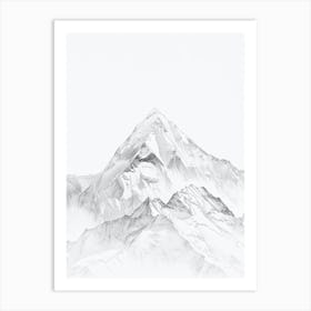 Gasherbrum Pakistan China Line Drawing 6 Art Print