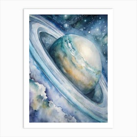 Saturn Watercolor Painting Art Print