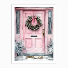 Pink Christmas Door Art Print