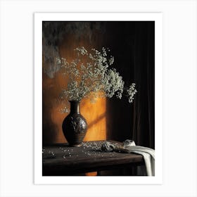 Baroque Floral Still Life Babys Breath 3 Art Print