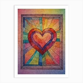 Stained Glass Heart Art Print