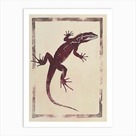 Maroon Gila Lizard Block Colour Art Print