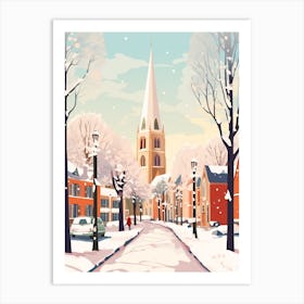 Vintage Winter Travel Illustration Southampton United Kingdom 2 Art Print