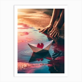 Paper Boat With Heart Art Print