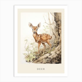 Beatrix Potter Inspired  Animal Watercolour Deer 1 Art Print