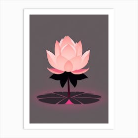 A Pink Lotus In Minimalist Style Vertical Composition 74 Art Print