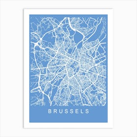 Brussels Map Blueprint Art Print