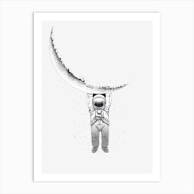 Astronaut Hanging On The Moon Art Print