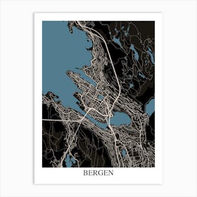 Bergen Black Blue Art Print