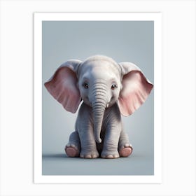 Cute Baby Elephant Nursery Ilustration (23) Art Print