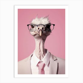 Preppy style ostrich with glasses Art Print