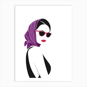 Woman In Headscarf & Sunglasses Fashion Art Print