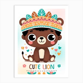 Cute Lion Art Print