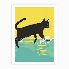 Cat In The Water Canvas Print Art Print