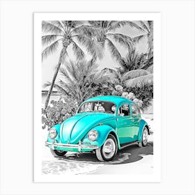 Vw Beetle On The Beach 2 Art Print