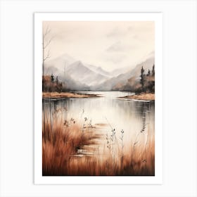 Lake In The Woods In Autumn, Painting 10 Art Print