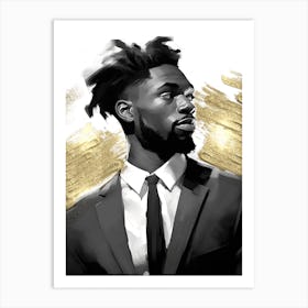 Black Man with Gold Abstract 11 Art Print