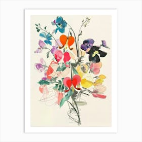 Bleeding Heart 1 Collage Flower Bouquet Art Print