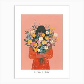Bloom And Grow Spring Girl With Wild Flowers 3 Art Print