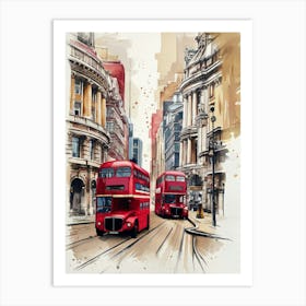 London Double Decker Buses Art Print