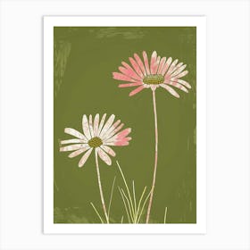 Pink & Green Oxeye Daisy Art Print