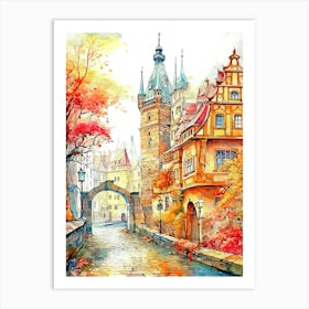 Prague Watercolor Travel Art Print