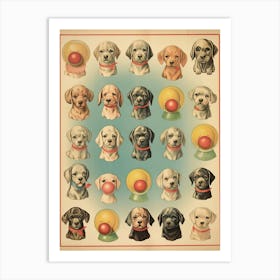 Collection Of Vintage Bubblegum Dogs Kitsch Art Print