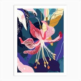 Colourful Flower Illustration Fuchsia 3 Art Print