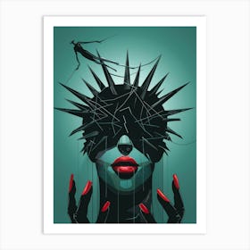 Woman With Spikes On Her Head Art Print