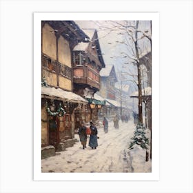 Vintage Winter Painting Leavenworth Washington Art Print