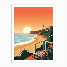 Malibu Beach California, Usa, Bold Outlines 3 Art Print