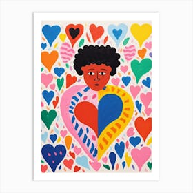 Heart Portrait Of A Person Matisse Inspired Patterns 1 Art Print