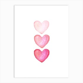 Three Pink Hearts Art Print