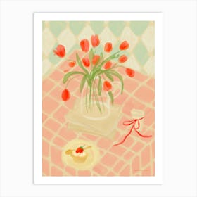 Red Tulips For A Summertime Picnic Art Print