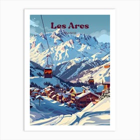 Les Arcs France Ski Travel Art Illustration Art Print