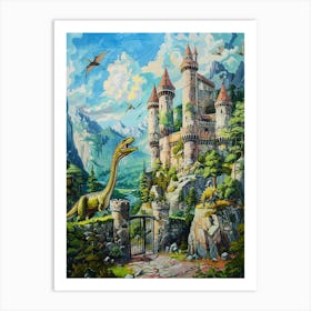 Dinosaur Guarding The Castle Painting Art Print