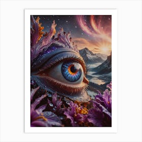 Cosmic Bloom: The Watchful Eye Art Print