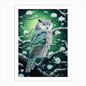 Ohara Koson Inspired Bird Painting Owl 2 Art Print