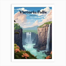 Victoria Falls Zimbabwe Waterfall Travel Art Illustration Art Print