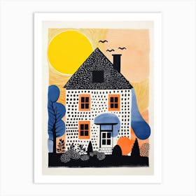 A House In Costwolds, Abstract Risograph Style 4 Art Print