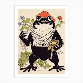 Frog In The Garden,  Matsumoto Hoji Inspired Japanese 3 Art Print