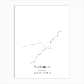 Kaikoura,New Zealand Minimalist Map Art Print