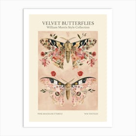 Velvet Butterflies Collection Pink Shades Butterfly William Morris Style 4 Art Print