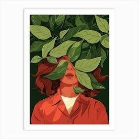 Girl With Leaves On Her Head 1 Art Print