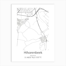 Hilvarenbeek,Netherlands Minimalist Map Art Print