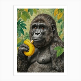 Gorilla Eating Banana Art Print