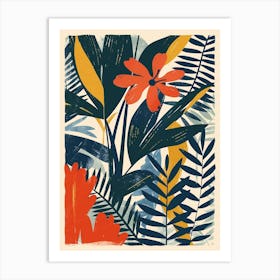 Botanical Tropical Leaves Groovy 4 Art Print