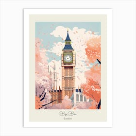 Big Ben, London   Cute Botanical Illustration Travel 6 Poster Art Print